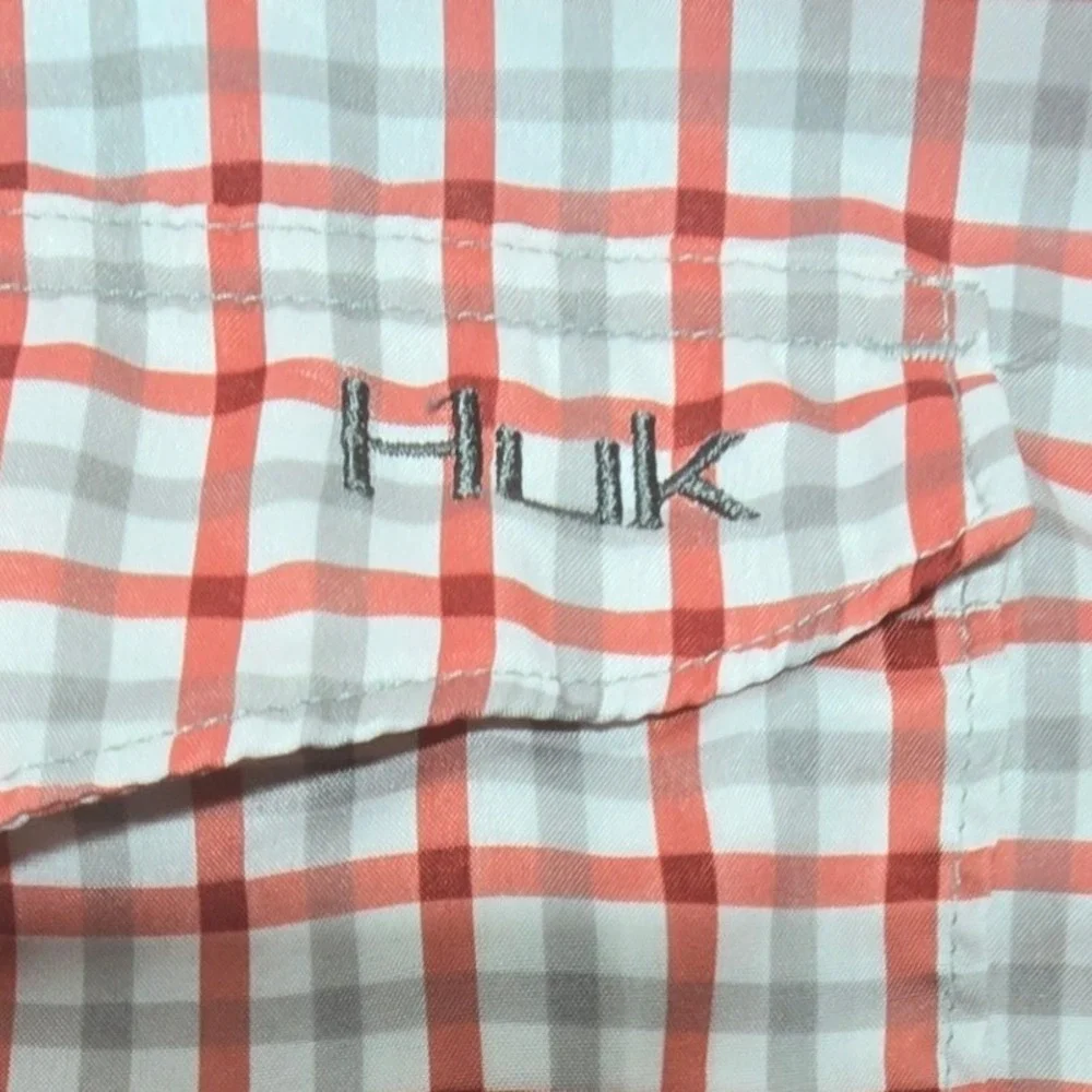 Huk Mens XXXL Red Plaid Long Sleeve Vented Fishing Shirt H1500040 Performance